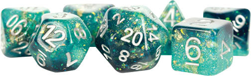 16mm Eternal Resin Polyhedral Dice Set: Teal/Black (7)