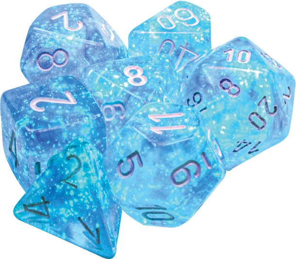 Borealis: Sky Blue/white Polyhedral 7-Die Set