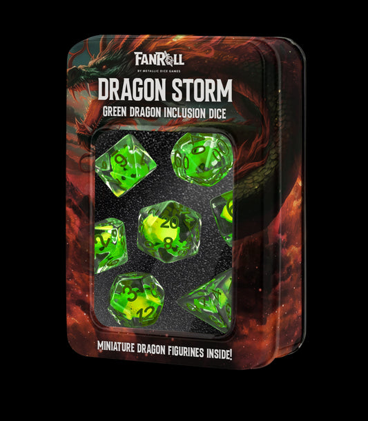 Dragon Storm Inclusion Resin Dice Set: Green Dragon (7)